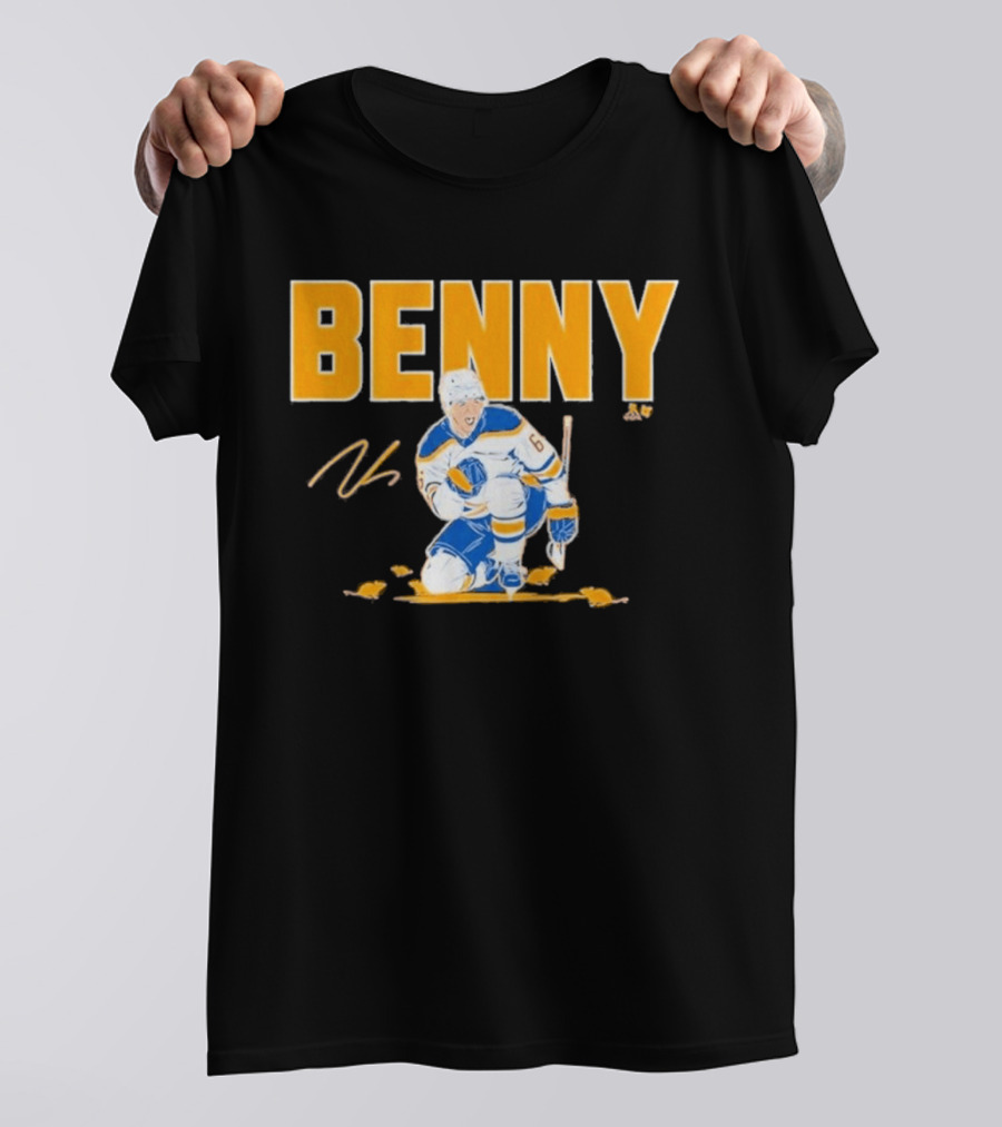 Benny 66 Hockey Player Buffalo Blue And Gold T-Shirt