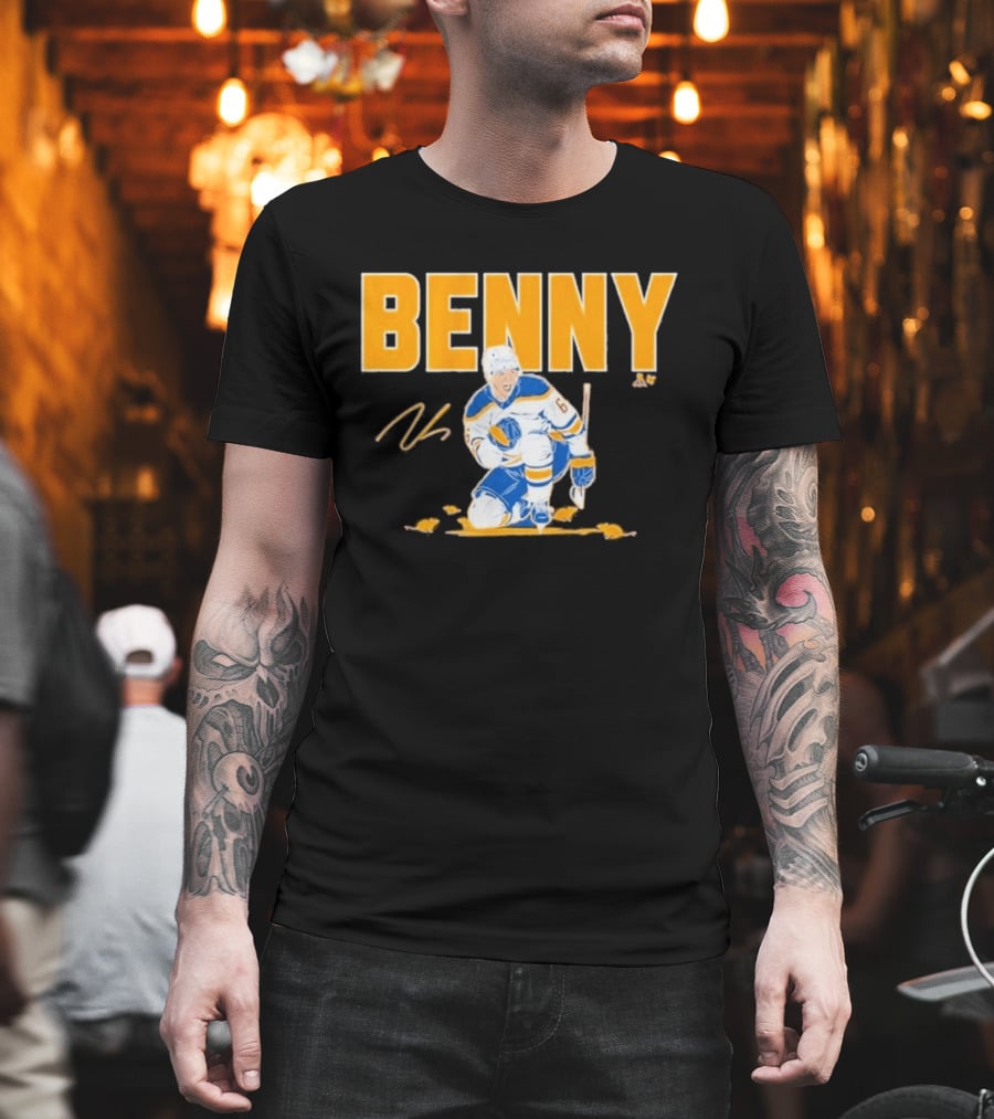 Benny 66 Hockey Player Buffalo Blue And Gold T-Shirt