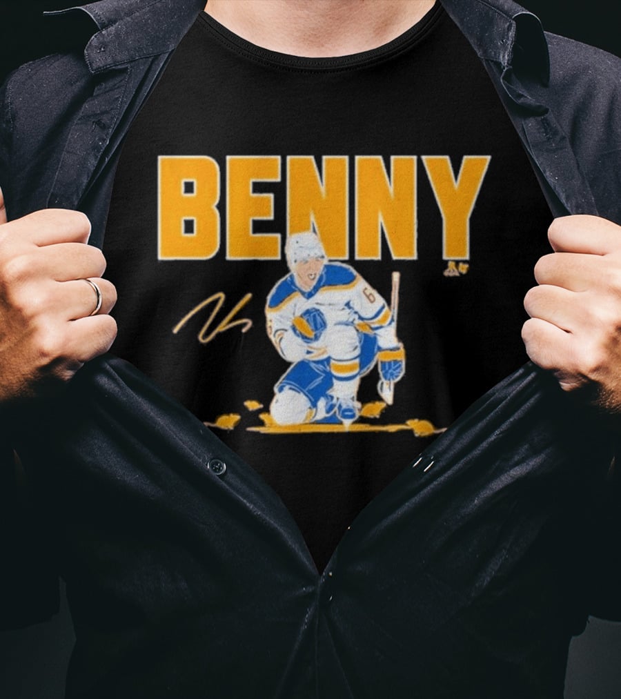 Benny 66 Hockey Player Buffalo Blue And Gold T-Shirt
