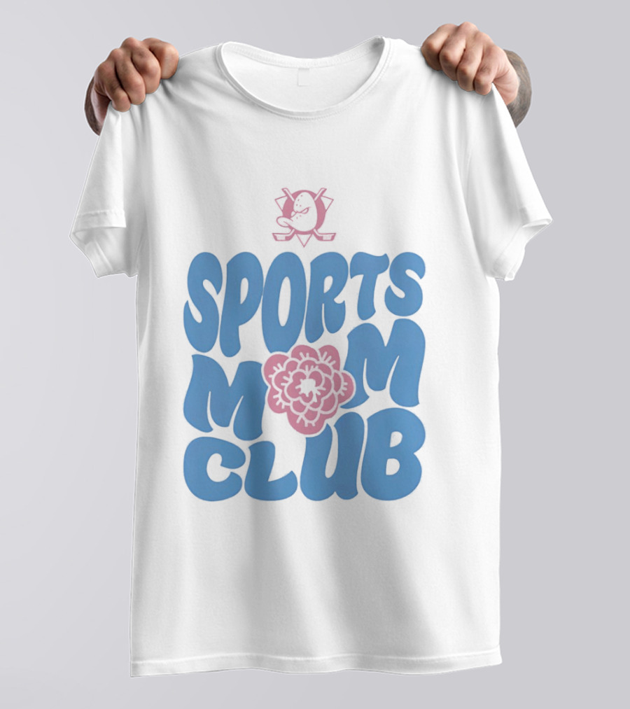 Anaheim Ducks Sports Mom Club Floral Lettering T-Shirt