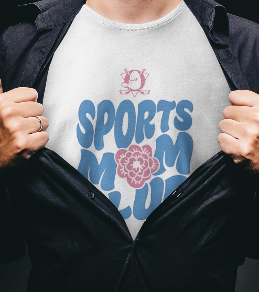 Anaheim Ducks Sports Mom Club Floral Lettering T-Shirt