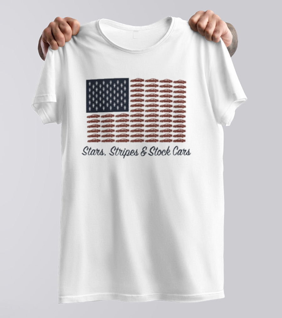 Dirtymo Media Stars Stripes Stock Cars America Flag Racing T-Shirt