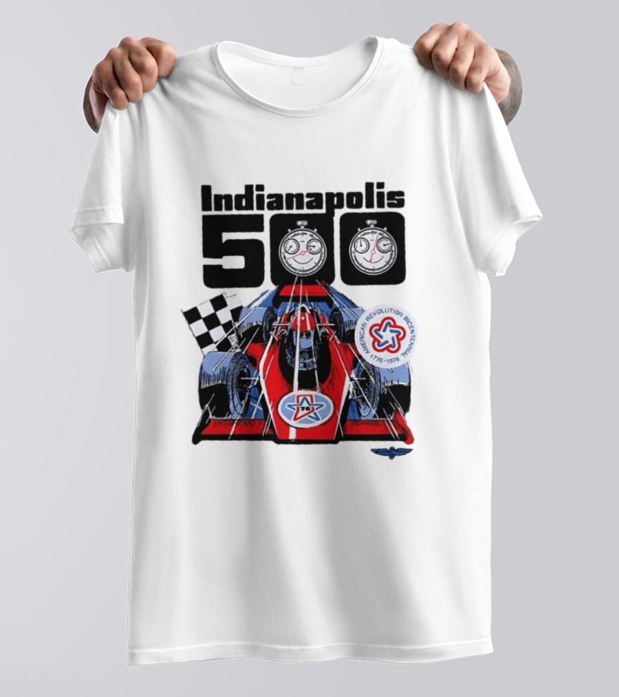 Indianapolis 500 1976 60th Anniversary Racing Car American Revolution Bicentennial T-Shirt