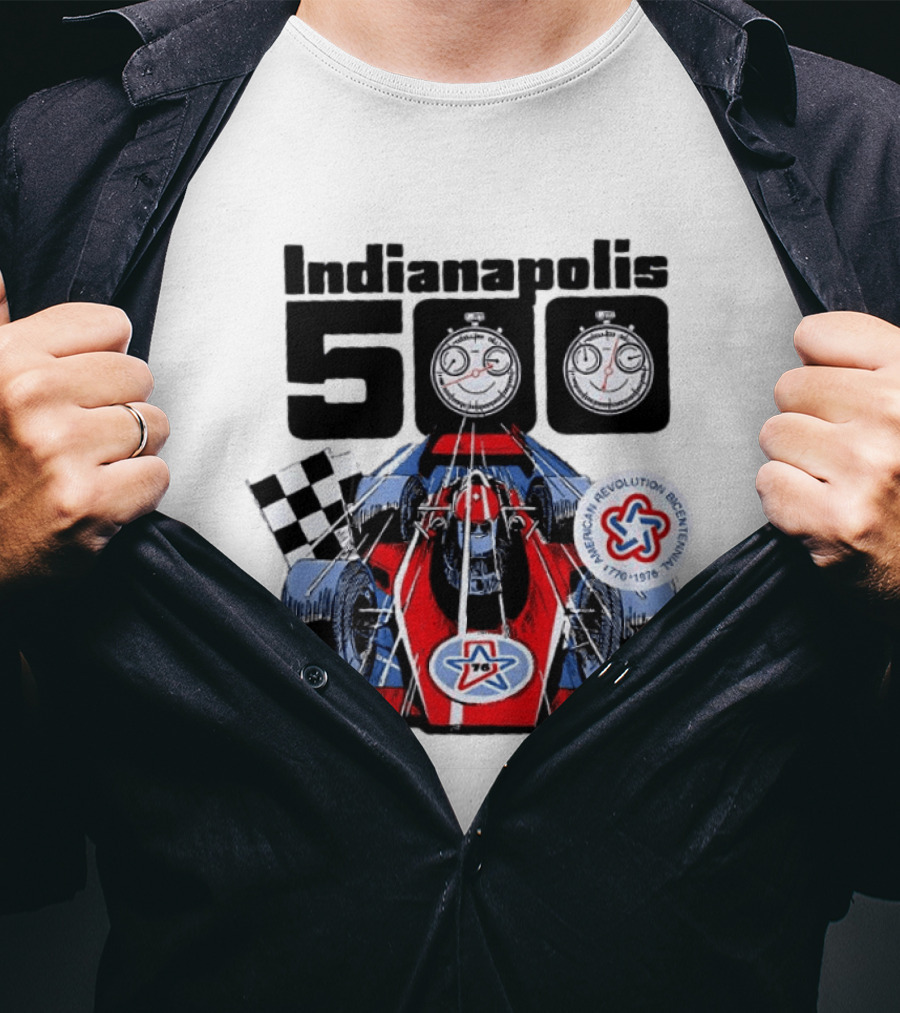 Indianapolis 500 1976 60th Anniversary Racing Car American Revolution Bicentennial T-Shirt