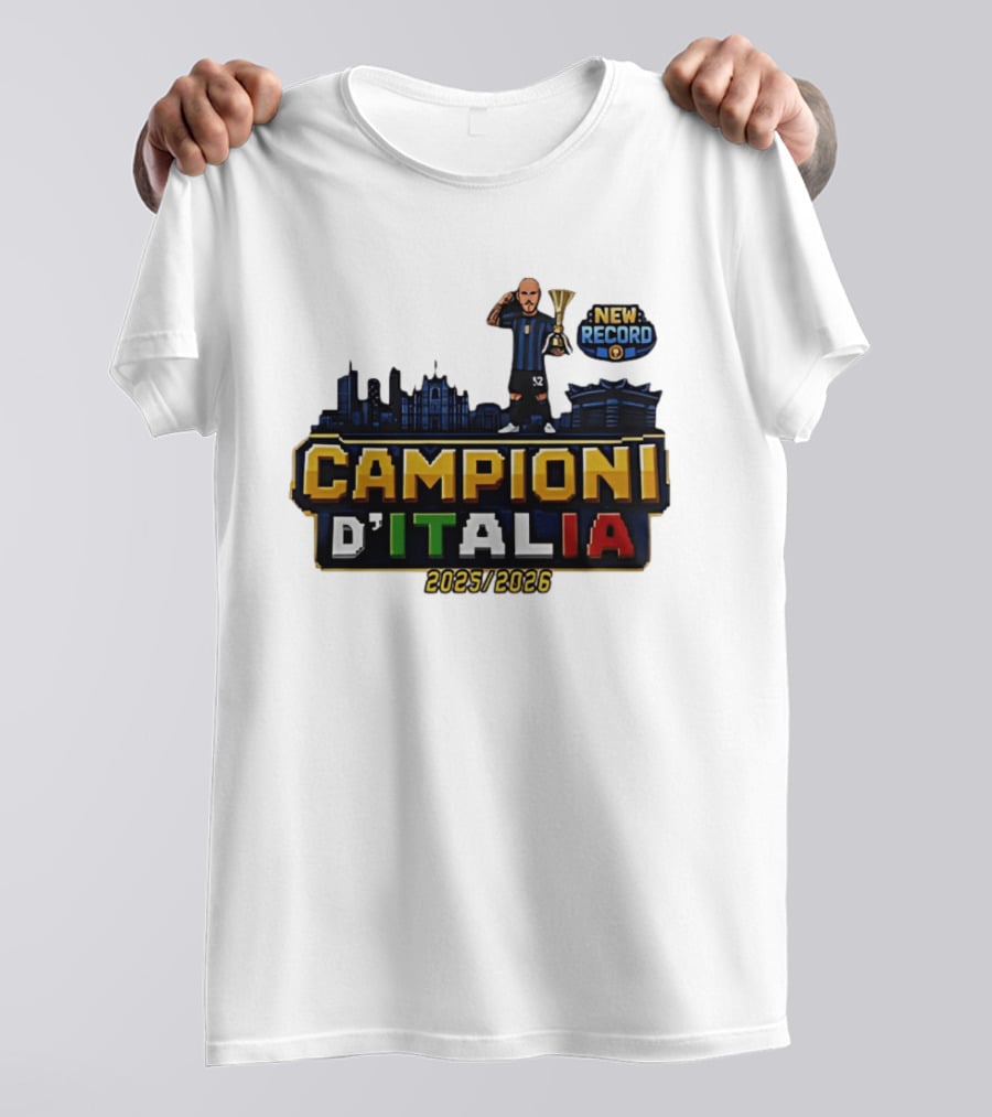 Campioni D'Italia 2025 2026 Inter Milan New Record City Skyline T-Shirt