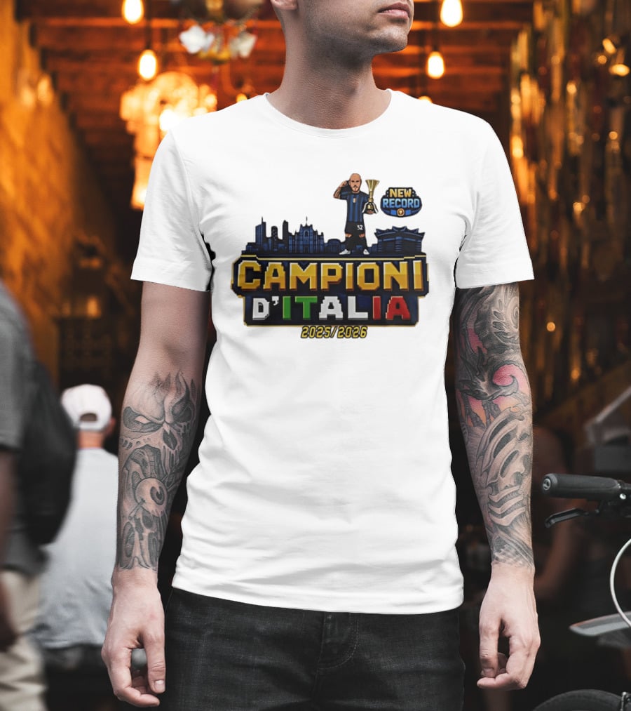 Campioni D'Italia 2025 2026 Inter Milan New Record City Skyline T-Shirt