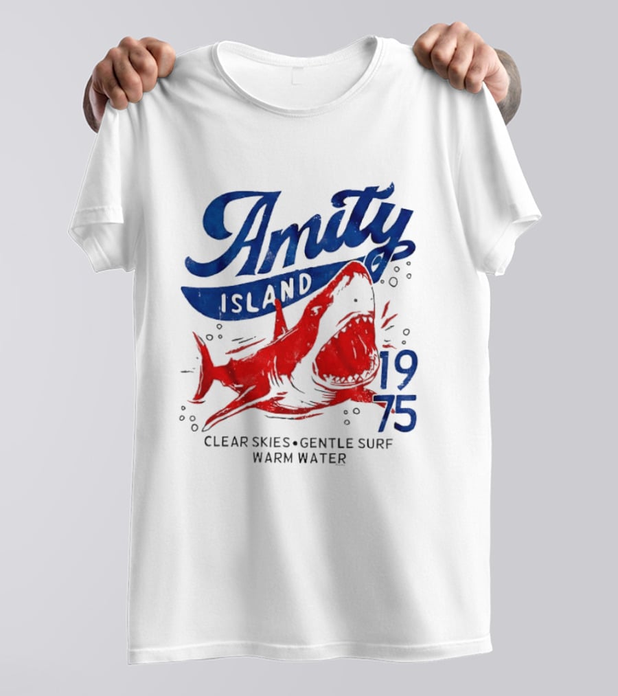 Amity Island 1975 Clear Skies Gentle Surf Warm Water Shark T-Shirt