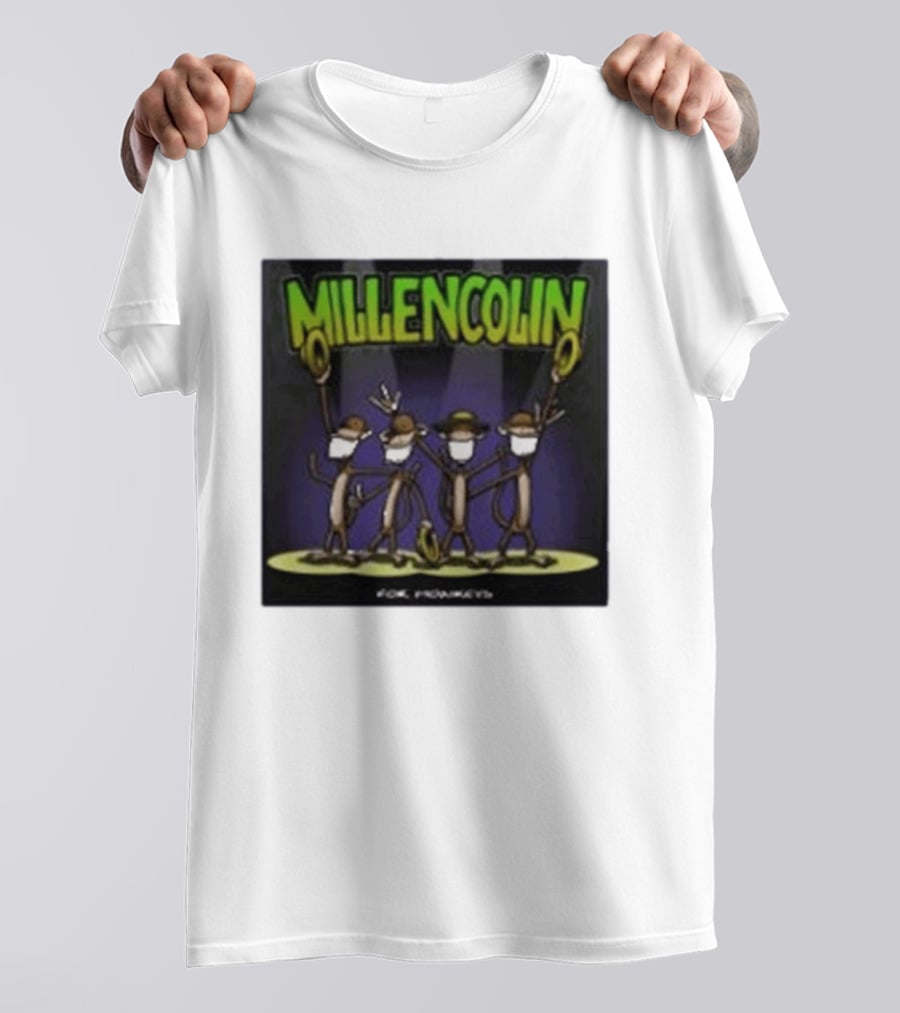 Millencolin For Monkeys Dancing Cartoon Monkeys With Masks And Hats T-Shirt