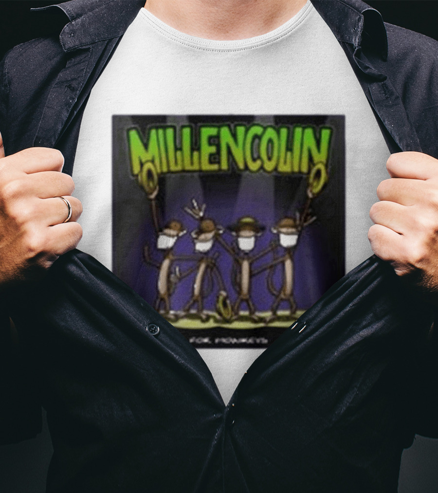 Millencolin For Monkeys Dancing Cartoon Monkeys With Masks And Hats T-Shirt