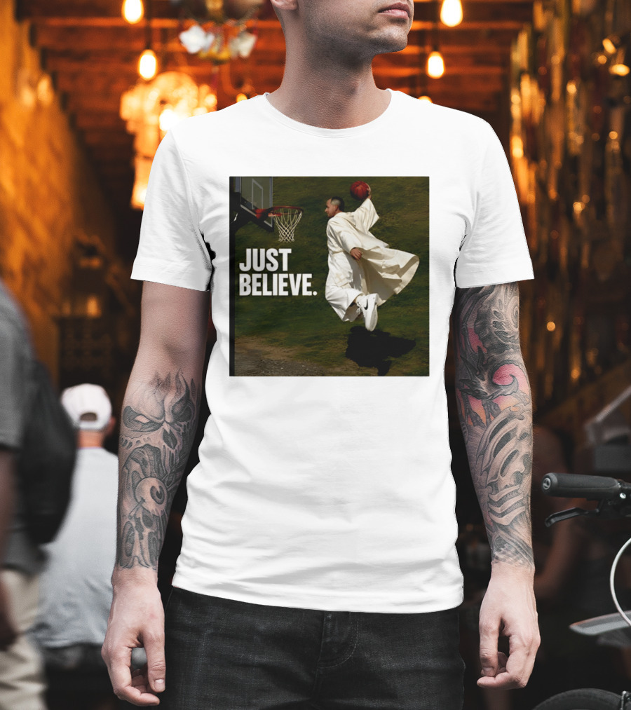 Just Believe Basketball Dunk Pope Leo T-Shirt