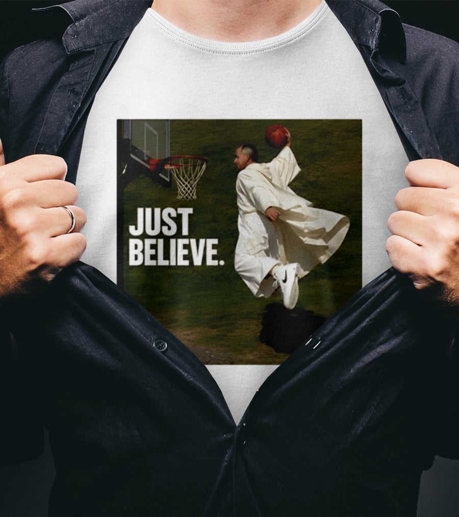 Just Believe Basketball Dunk Pope Leo T-Shirt