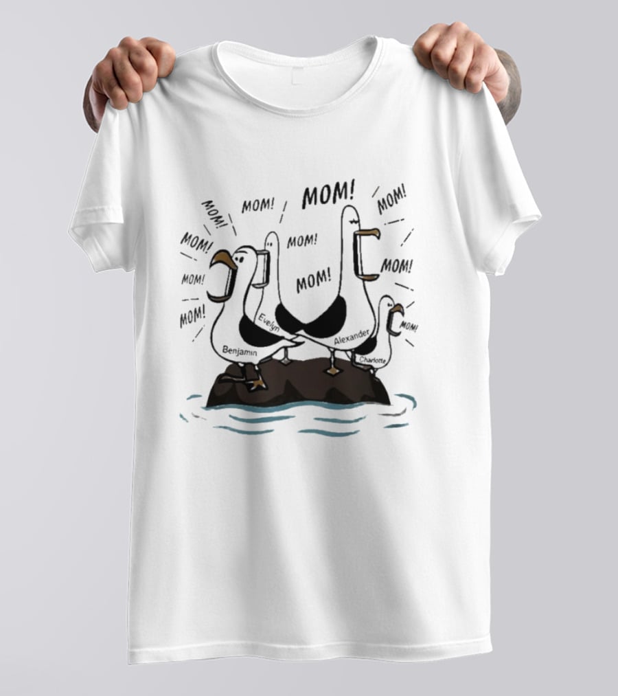 Mom Seagull Chaos With Benjamin Evelyn Alexander On Island T-Shirt