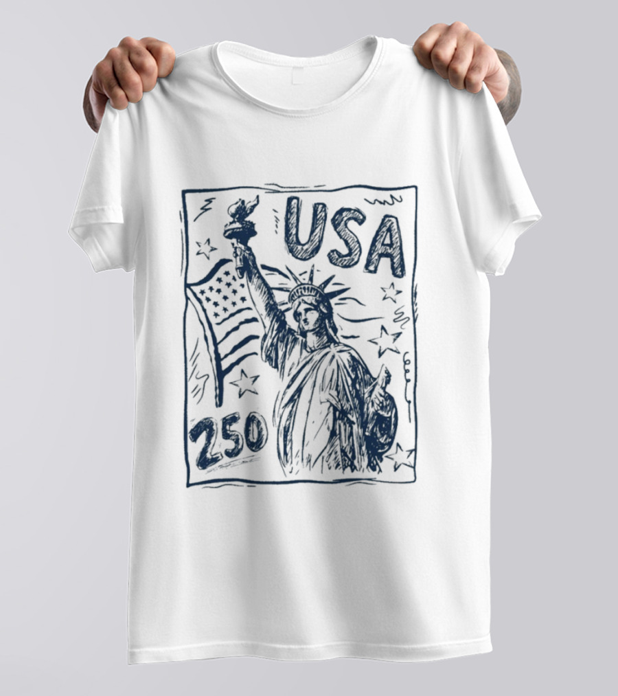 USA Statue Of Liberty American Flag 250 Stars T-Shirt