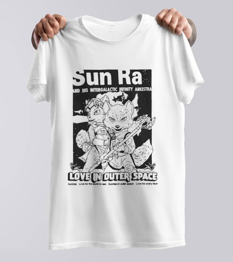 Sun Ra And His Intergalactic Infinity Arkestra Love In Outer Space Visual With Cartoon Characters T-Shirt