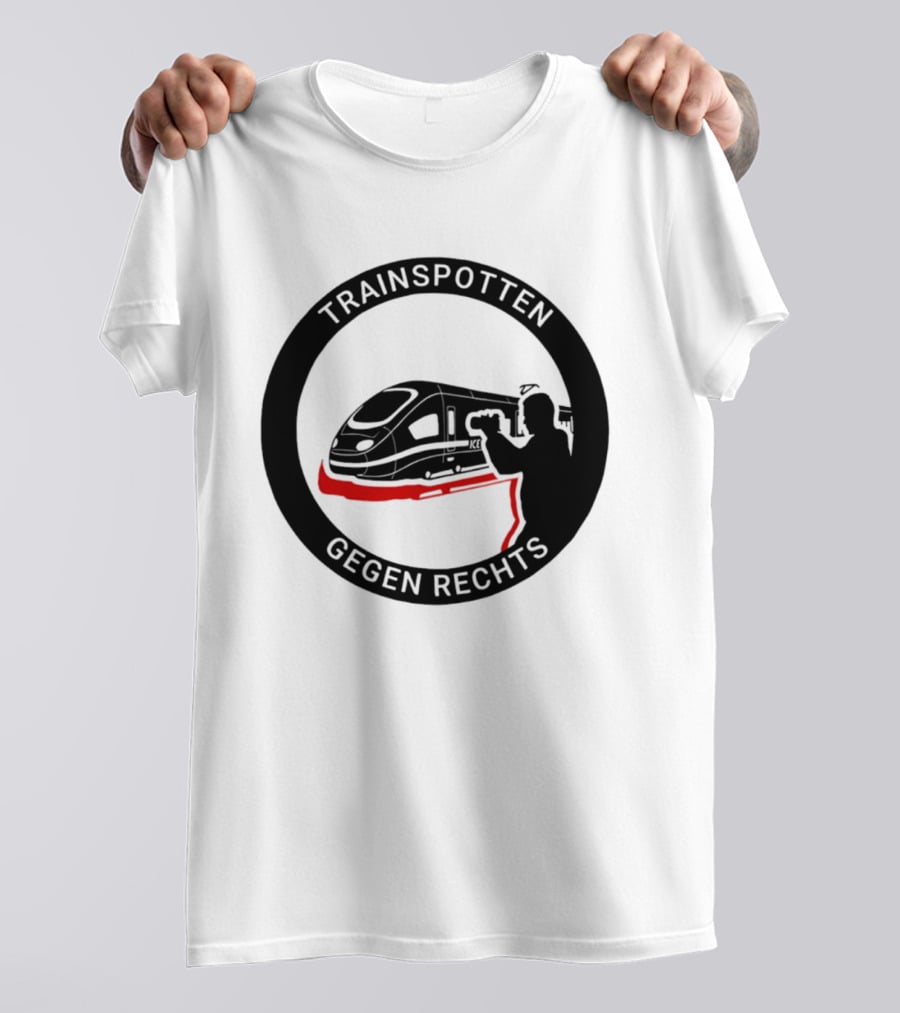 Trainspotten Gegen Rechts Train And Photographer Silhouette Anti Right Movement T-Shirt