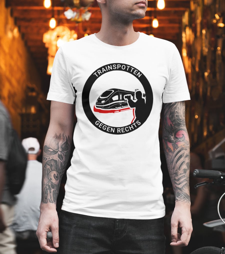 Trainspotten Gegen Rechts Train And Photographer Silhouette Anti Right Movement T-Shirt