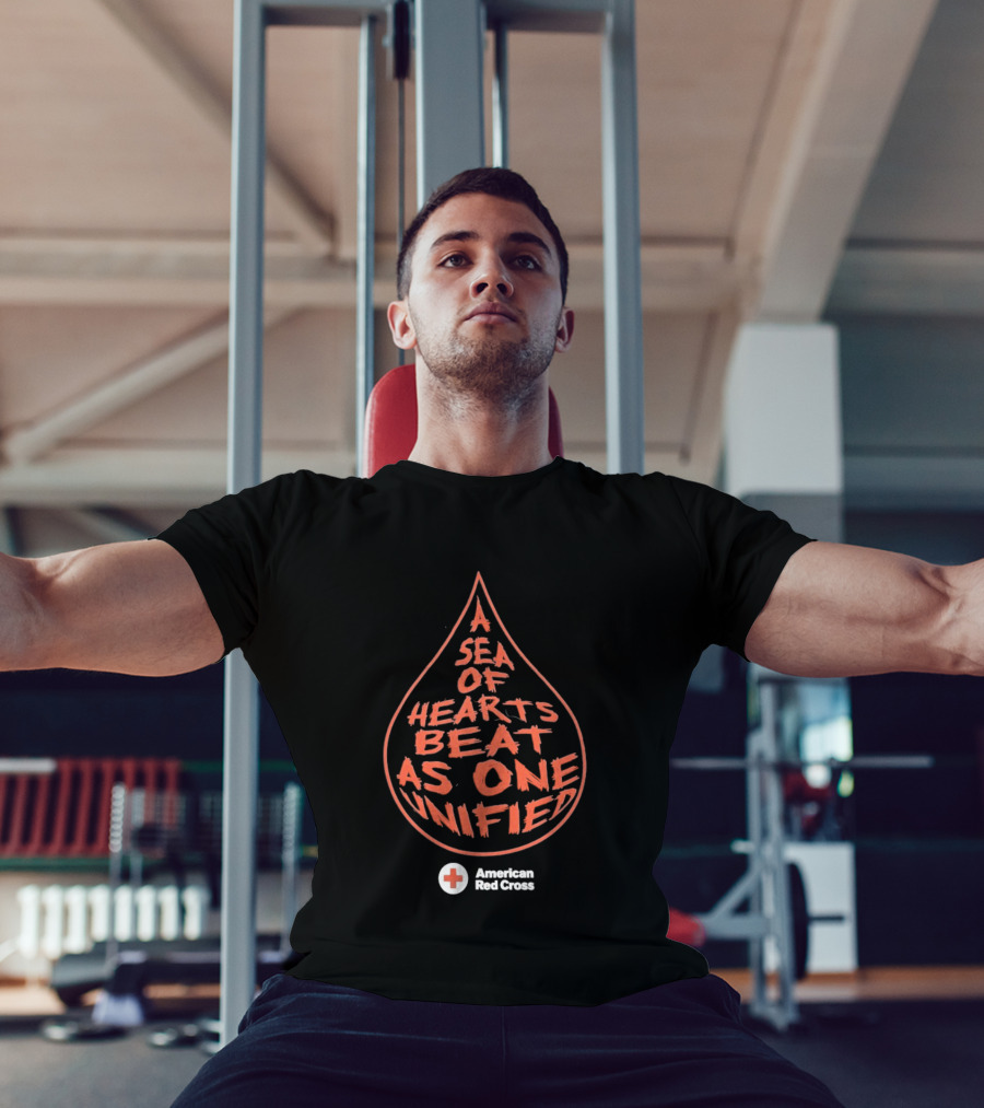A Sea Of Hearts Beat As One Unified American Red Cross Droplet T-Shirt