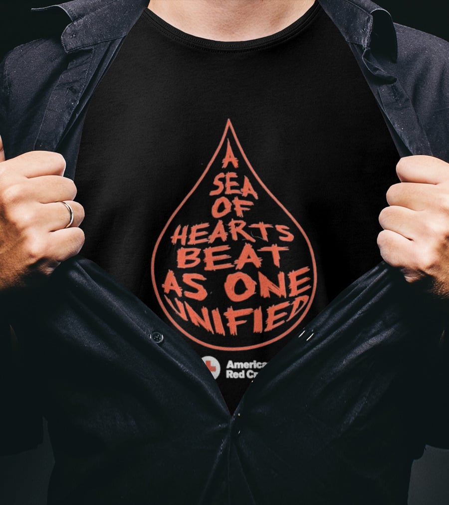 A Sea Of Hearts Beat As One Unified American Red Cross Droplet T-Shirt