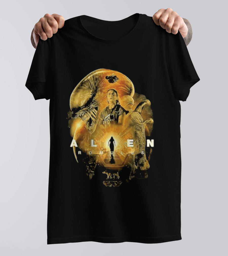 Alien Romulus Xenomorph Collage With Character And Spaceship T-Shirt