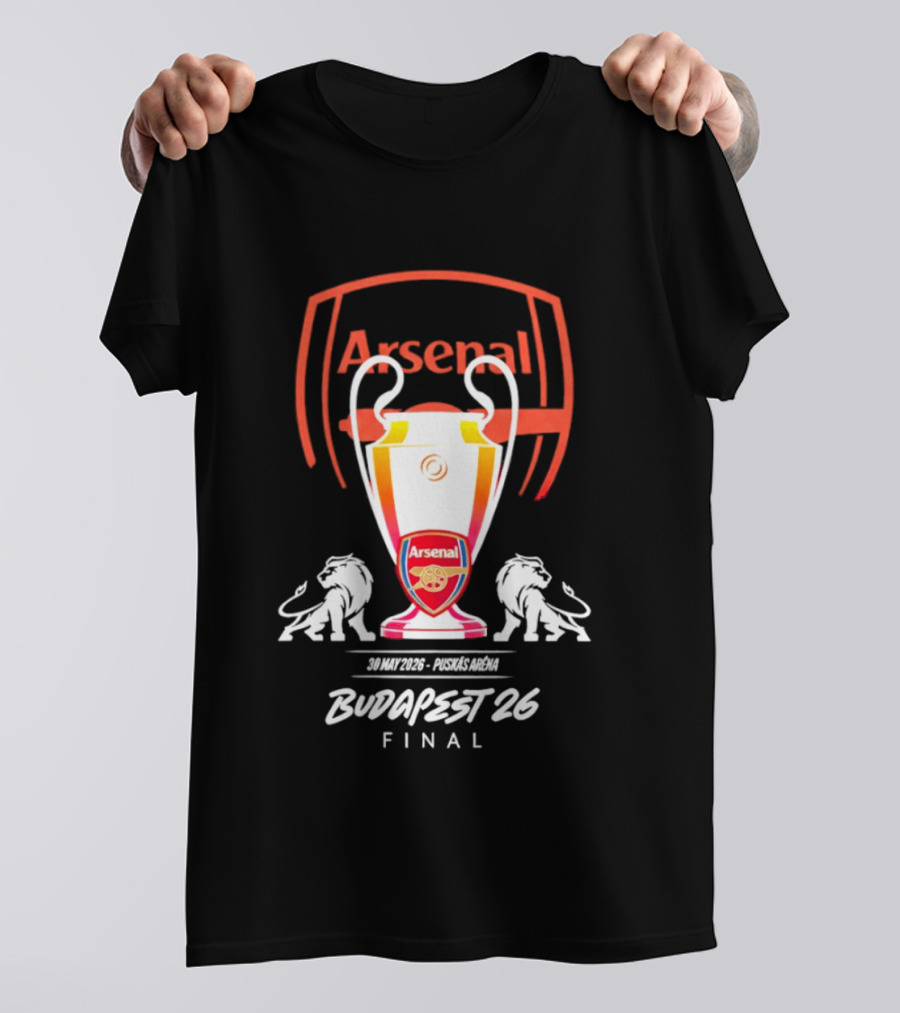 Arsenal Budapest 26 Final Champions League Trophy Lions T-Shirt