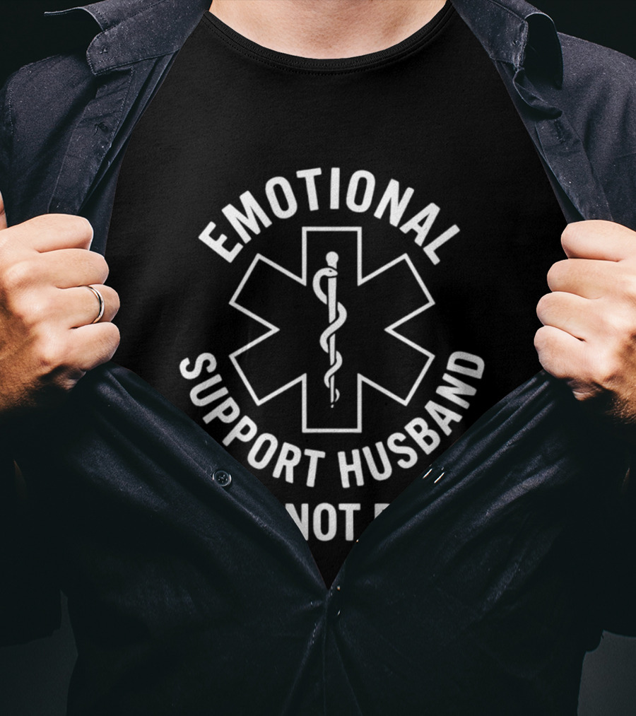 Emotional Support Husband Do Not Pet Parody With Medical Star And Caduceus T-Shirt