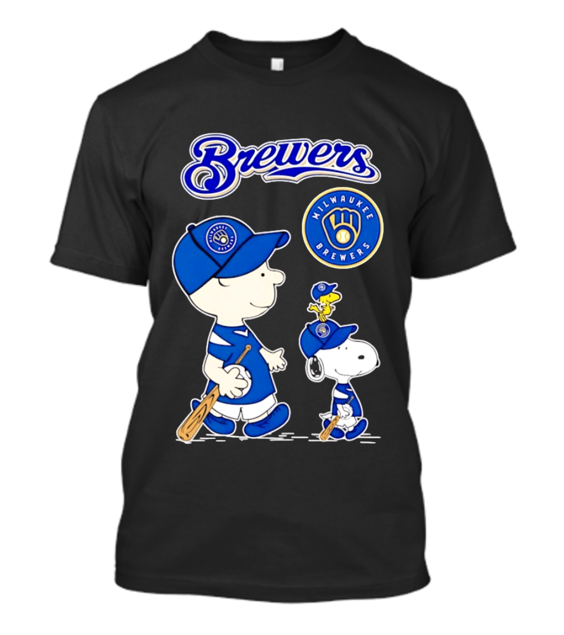 Brewers Charlie Brown Snoopy Woodstock Milwaukee Brewers T-Shirt