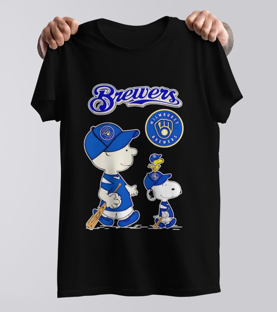 Brewers Charlie Brown Snoopy Woodstock Milwaukee Brewers T-Shirt