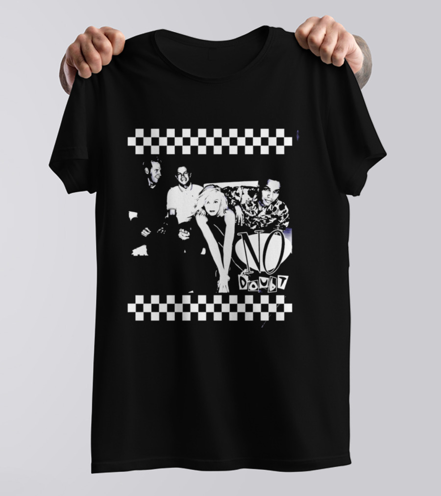 No Doubt Band Gwen Stefani Tony Kanal Eric Stefani Checkered T-Shirt