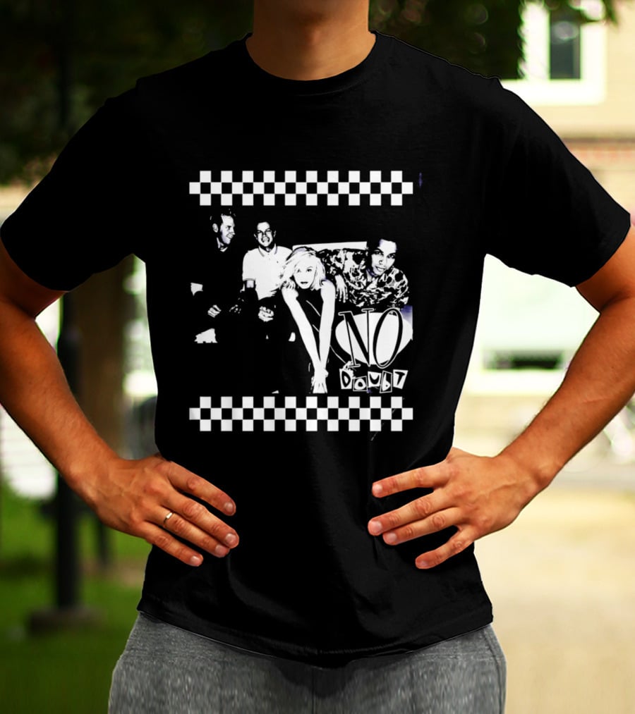 No Doubt Band Gwen Stefani Tony Kanal Eric Stefani Checkered T-Shirt