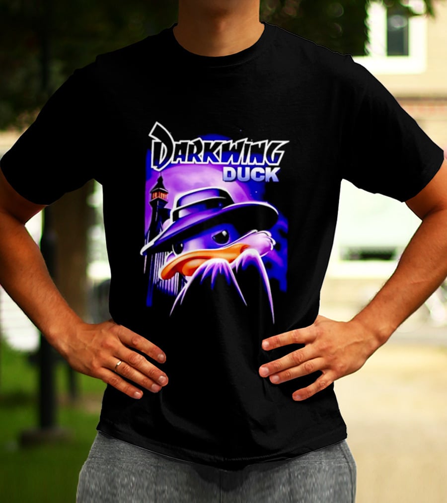 Darkwing Duck Funko Figure Iconic Character With Hat And Cityscape T-Shirt