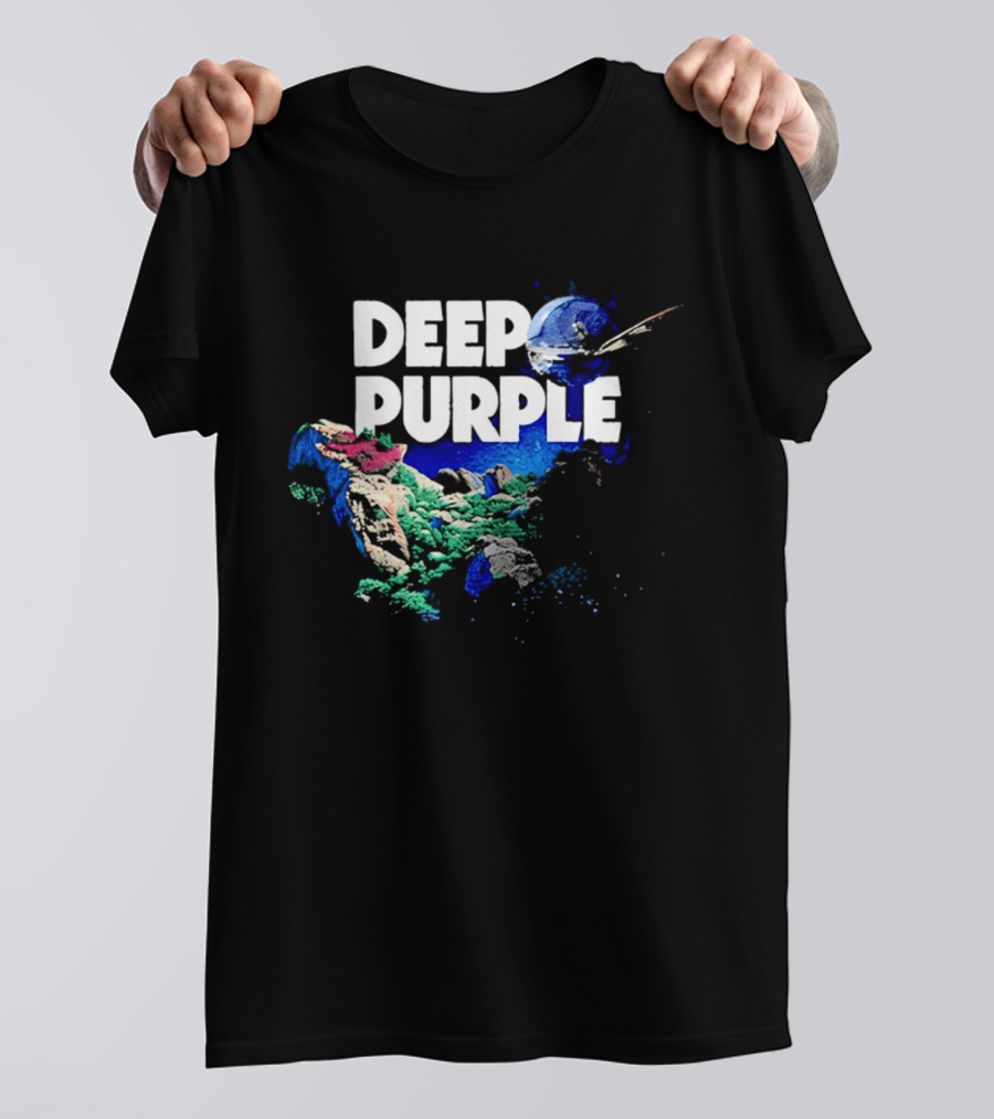 Deep Purple Colorful Splatters And Paint Brush Strokes T-Shirt