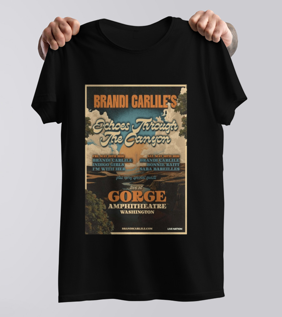 Brandi Carlile Echoes Through The Canyon Live At Gorge Amphitheatre Washington May 29 30 2026 T-Shirt