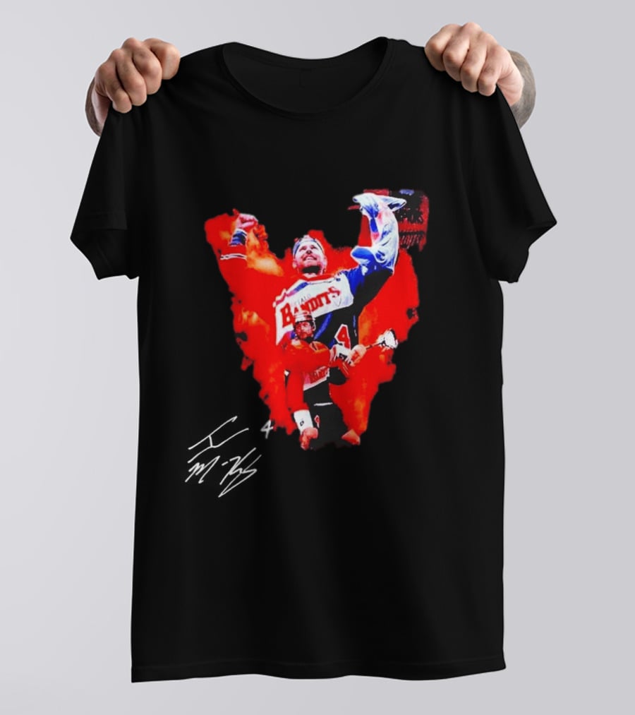 Ian MacKay Bandits Lacrosse Legend Signed Color Burst Collage T-Shirt