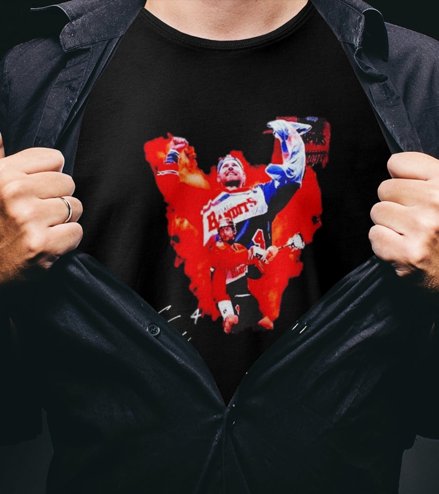 Ian MacKay Bandits Lacrosse Legend Signed Color Burst Collage T-Shirt