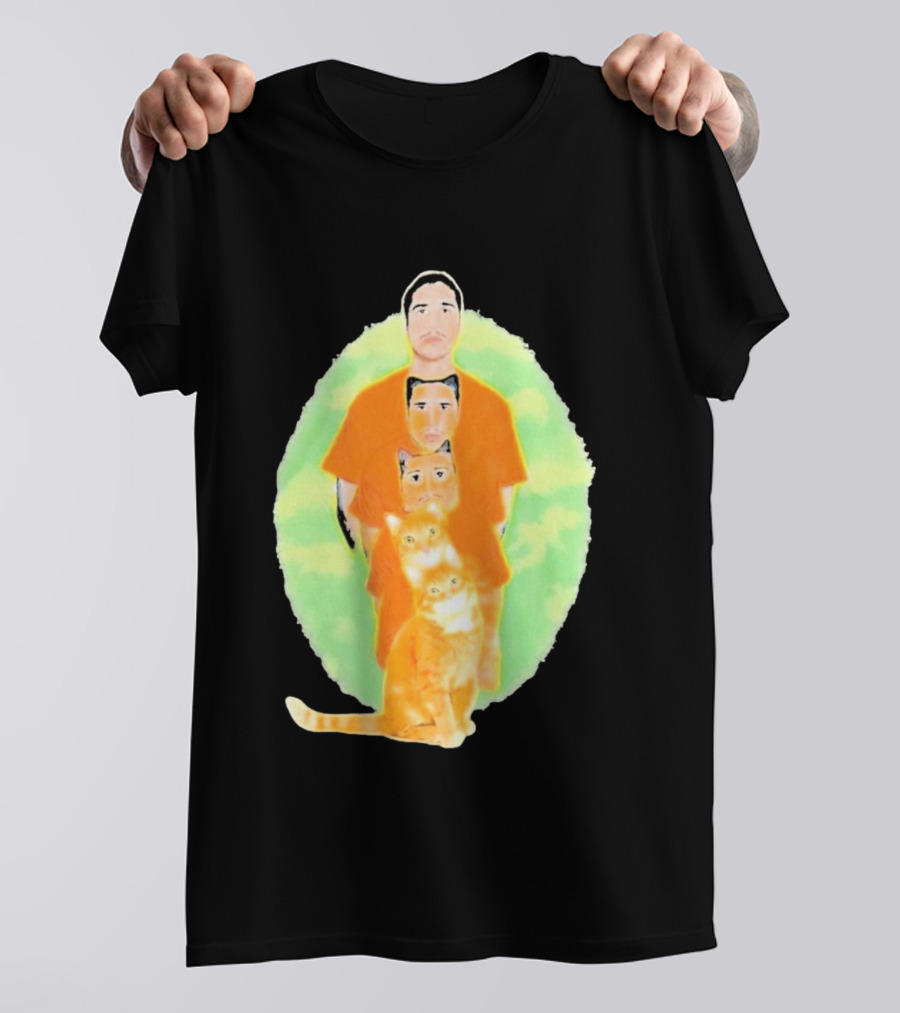 Julian And Logan Julian And Logan Logan Meows With Orange Cat Stack T-Shirt