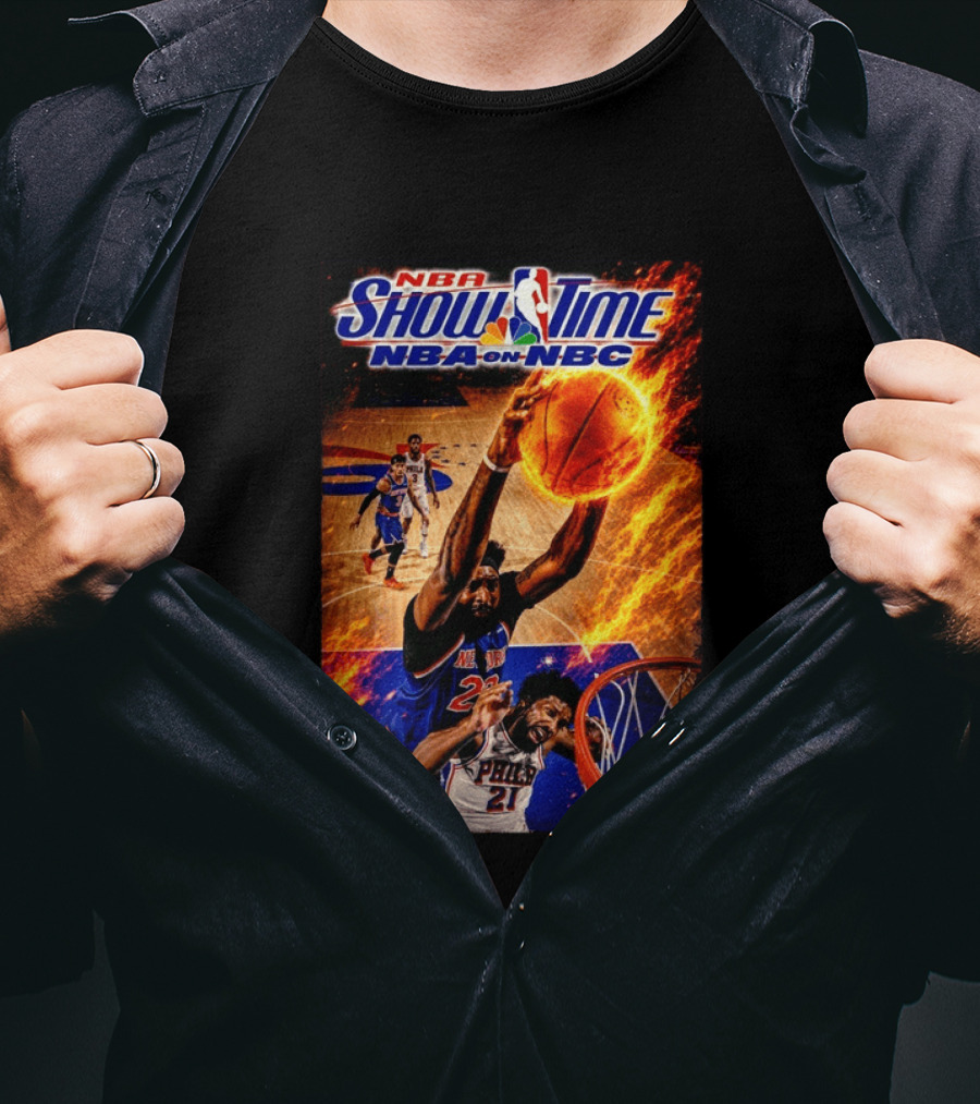 NBA Showtime Dunking Mitchell Robinson On Joel Embiid NBA On NBC T-Shirt