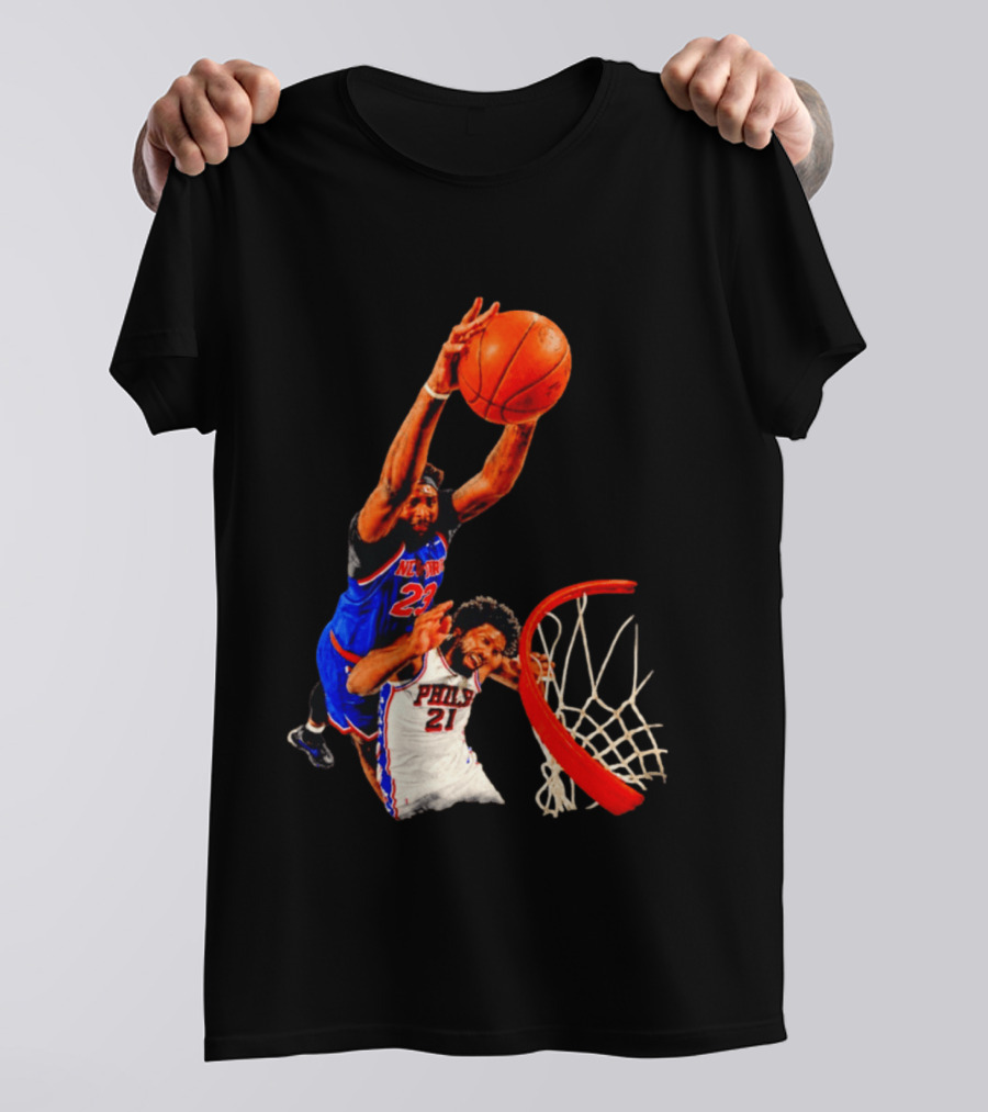 New York Knicks Mitchell Robinson Dunking On Philadelphia 2026 T-Shirt
