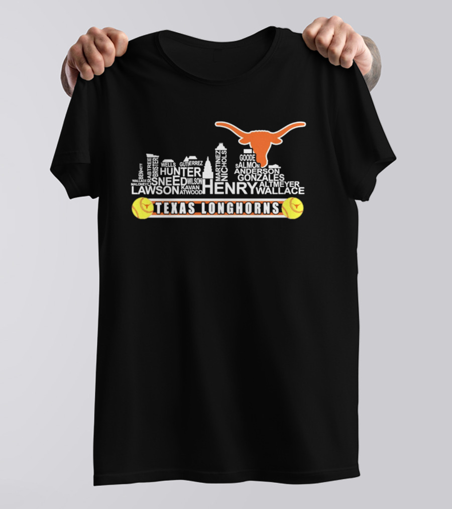Texas Longhorns Softball Henry Anderson Hunter Skyline T-Shirt