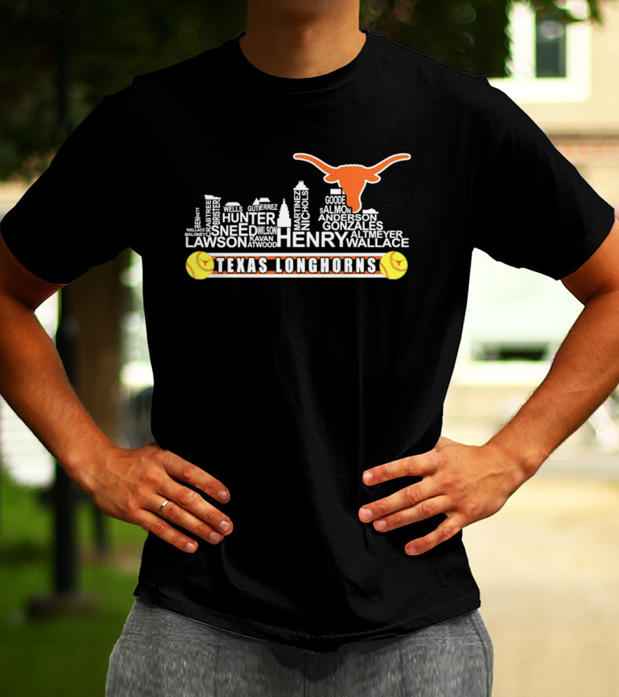 Texas Longhorns Softball Henry Anderson Hunter Skyline T-Shirt