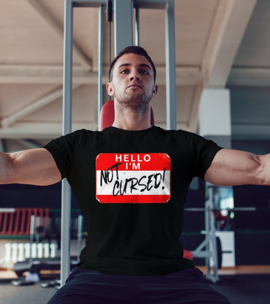 Hello I'm Not Cursed Name Tag Red Plaque T-Shirt