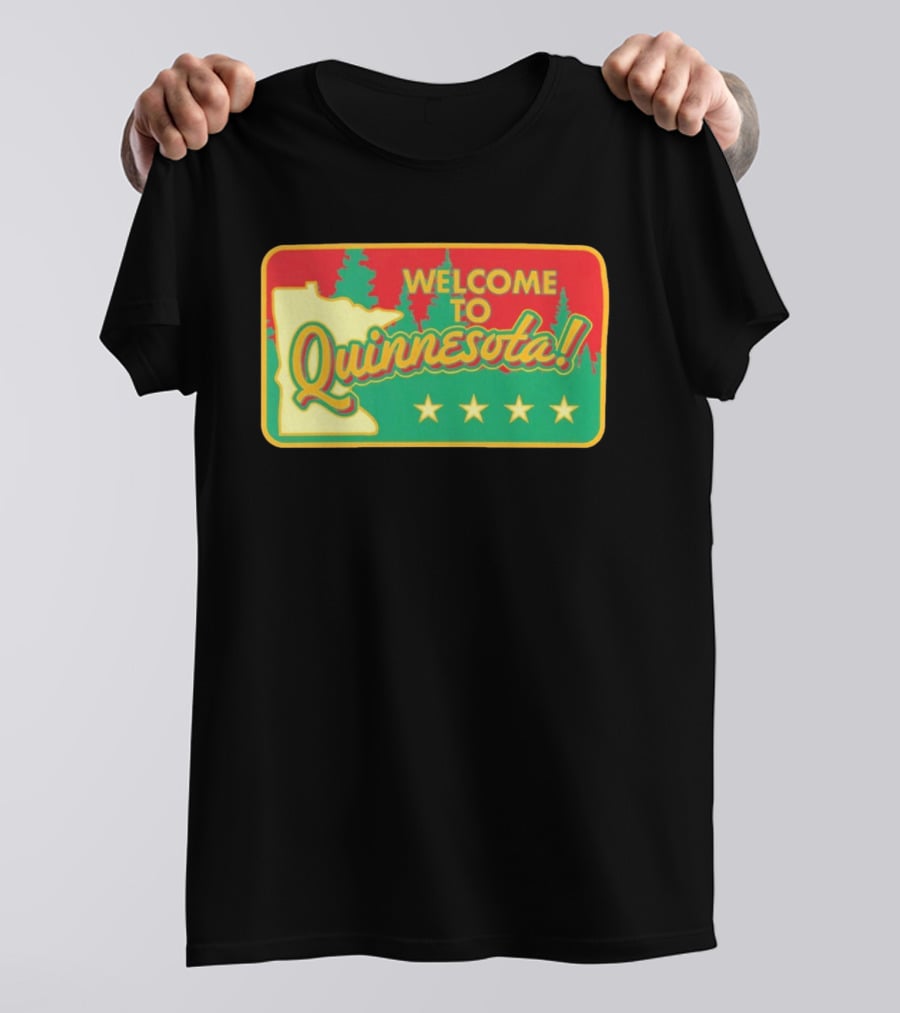 Welcome To Quinnesota State Map Forest Theme With Stars T-Shirt