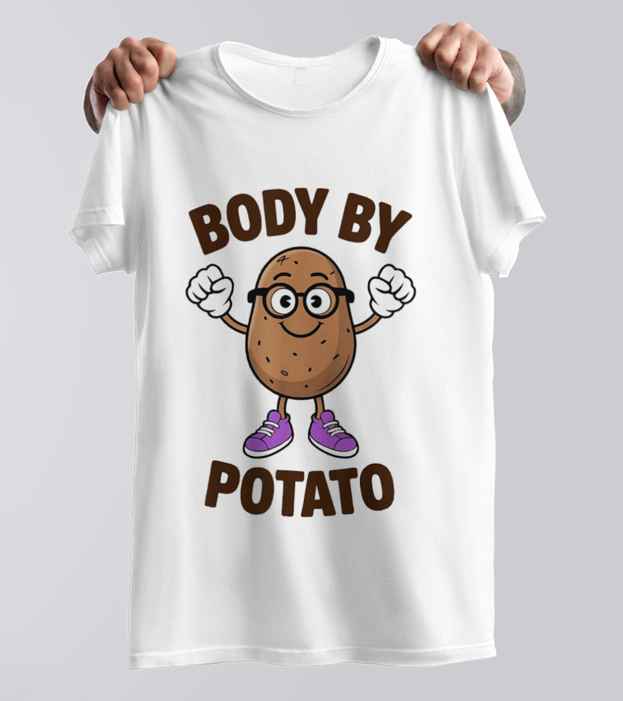 Body By Potato Cartoon Potato With Glasses And Sneakers T-Shirt