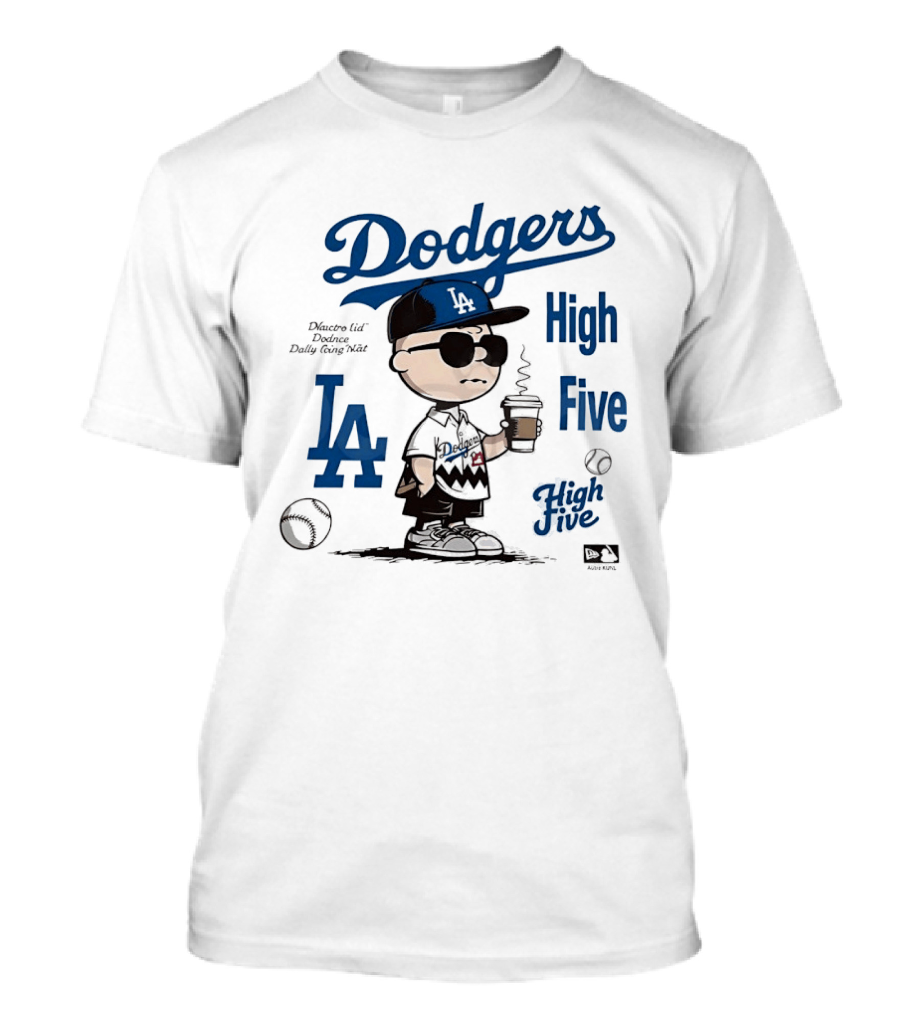 Los Angeles Dodgers High Five With Charlie Brown Coffee Style And LA Baseball Vibes T-Shirt