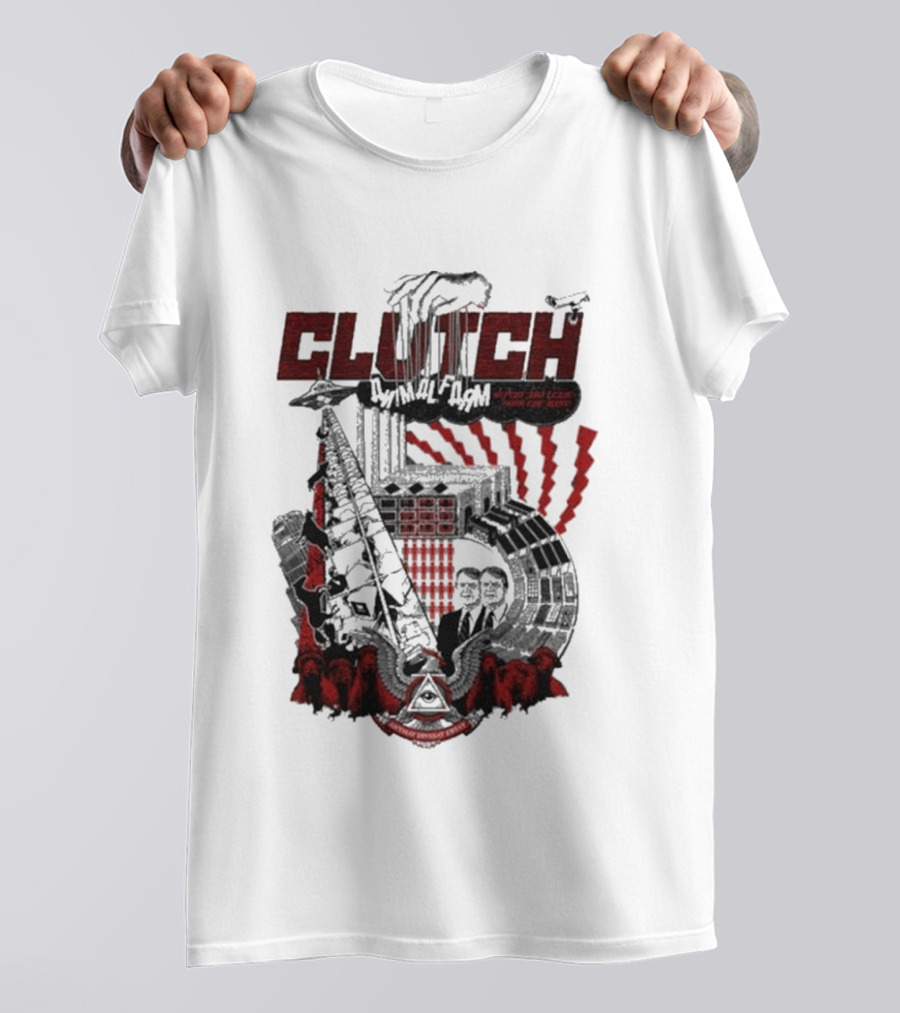 CLUTCH Animal Farm Orwellian Imagery With Windmill And Pig Revolution T-Shirt