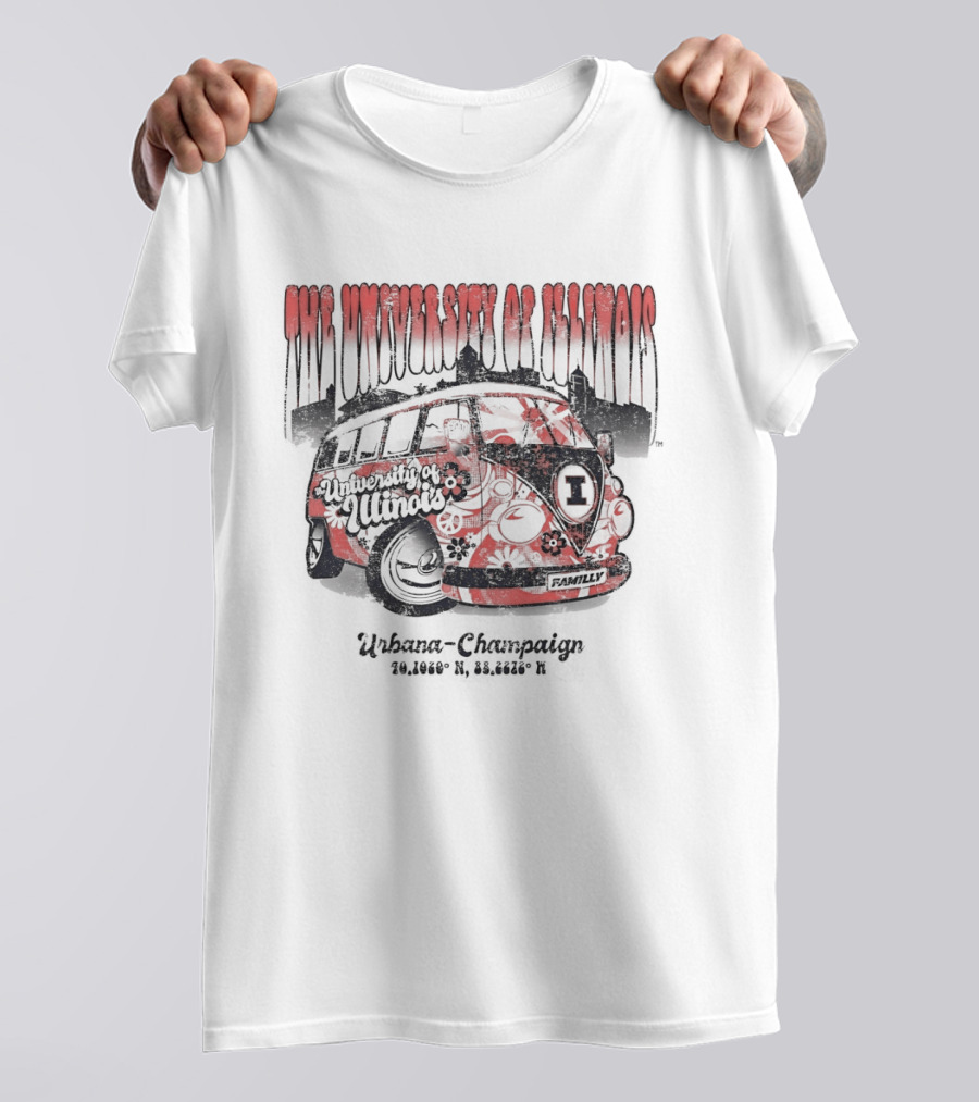 The University Of Illinois Urbana Champaign Fighting Illini Retro Bus T-Shirt
