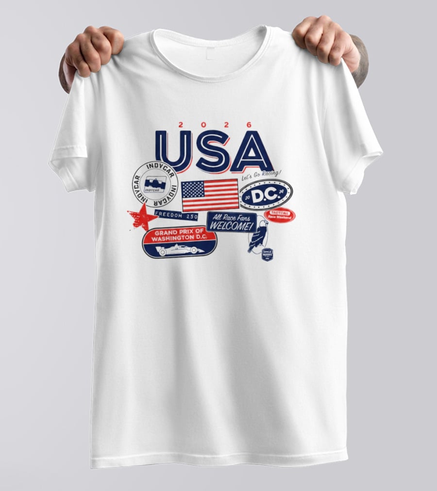 USA 2026 Indycar DC Let's Go Racing Freedom 250 Grand Prix T-Shirt