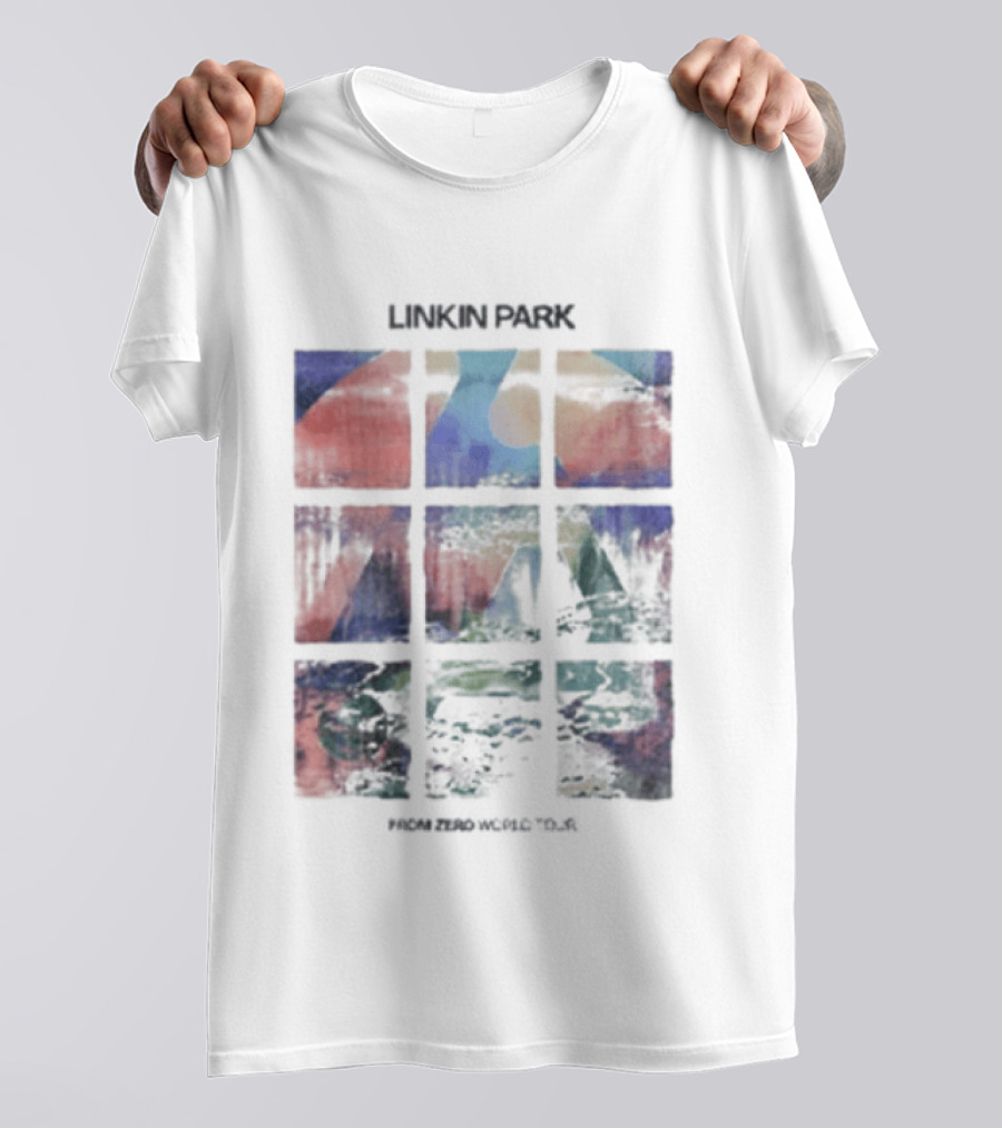 Linkin Park Fz World Tour Australia 2026 Colorful Abstract Squares T-Shirt