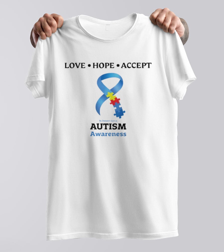 Love Hope Accept Donavin Garcia Autism Awareness Puzzle Ribbon T-Shirt
