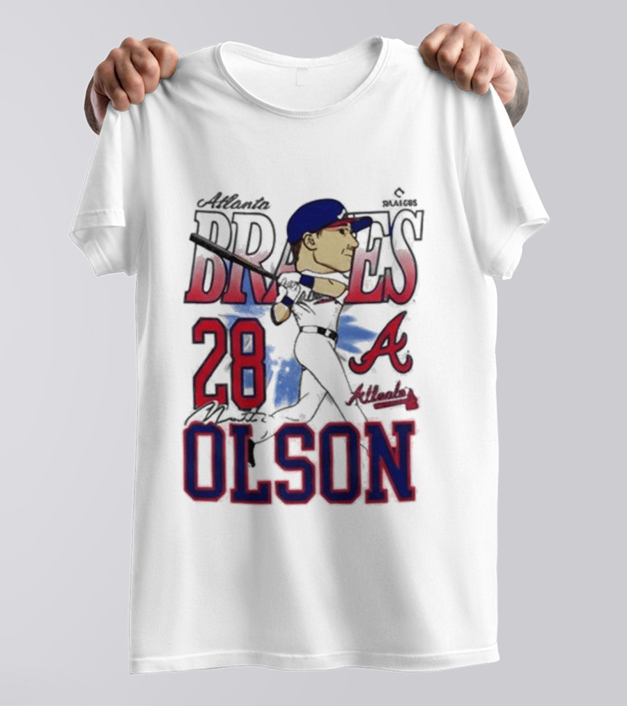 Atlanta Braves 28 Olson Caricature T-Shirt