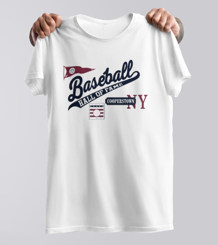Baseball Hall Of Fame Cooperstown NY Red Pennant T-Shirt